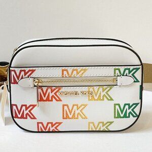 Michael Kors Zip Belt Bag Vegan Non-Leather Pride Optic White